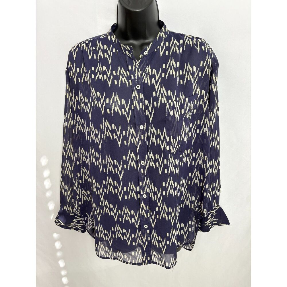 ZARA Sheer Purple Pattern Oversized Button Front Blouse Top Size XS Flowy Girly